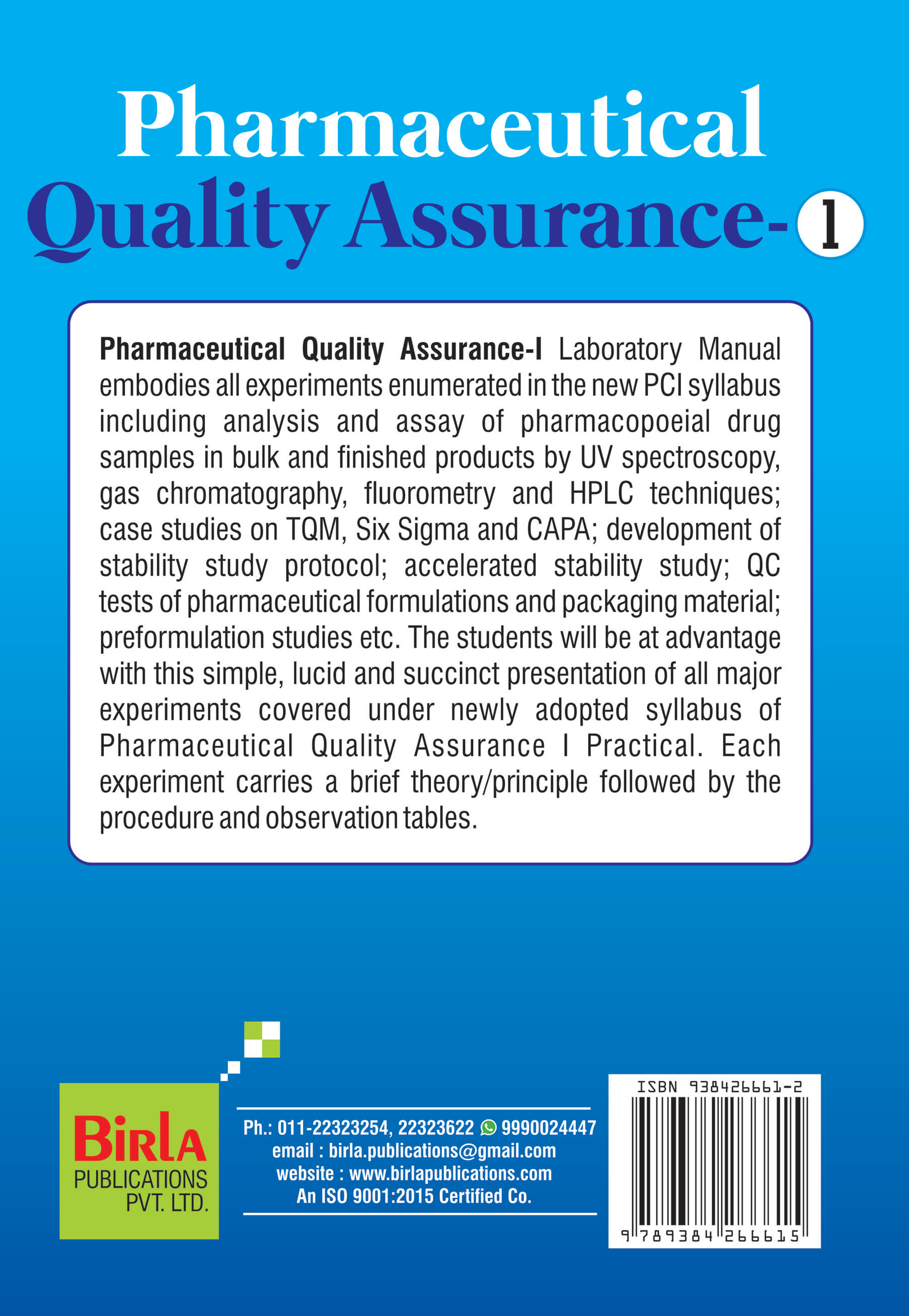 PHARMACEUTICAL QUALITY ASSURANCE - 1 Practicals